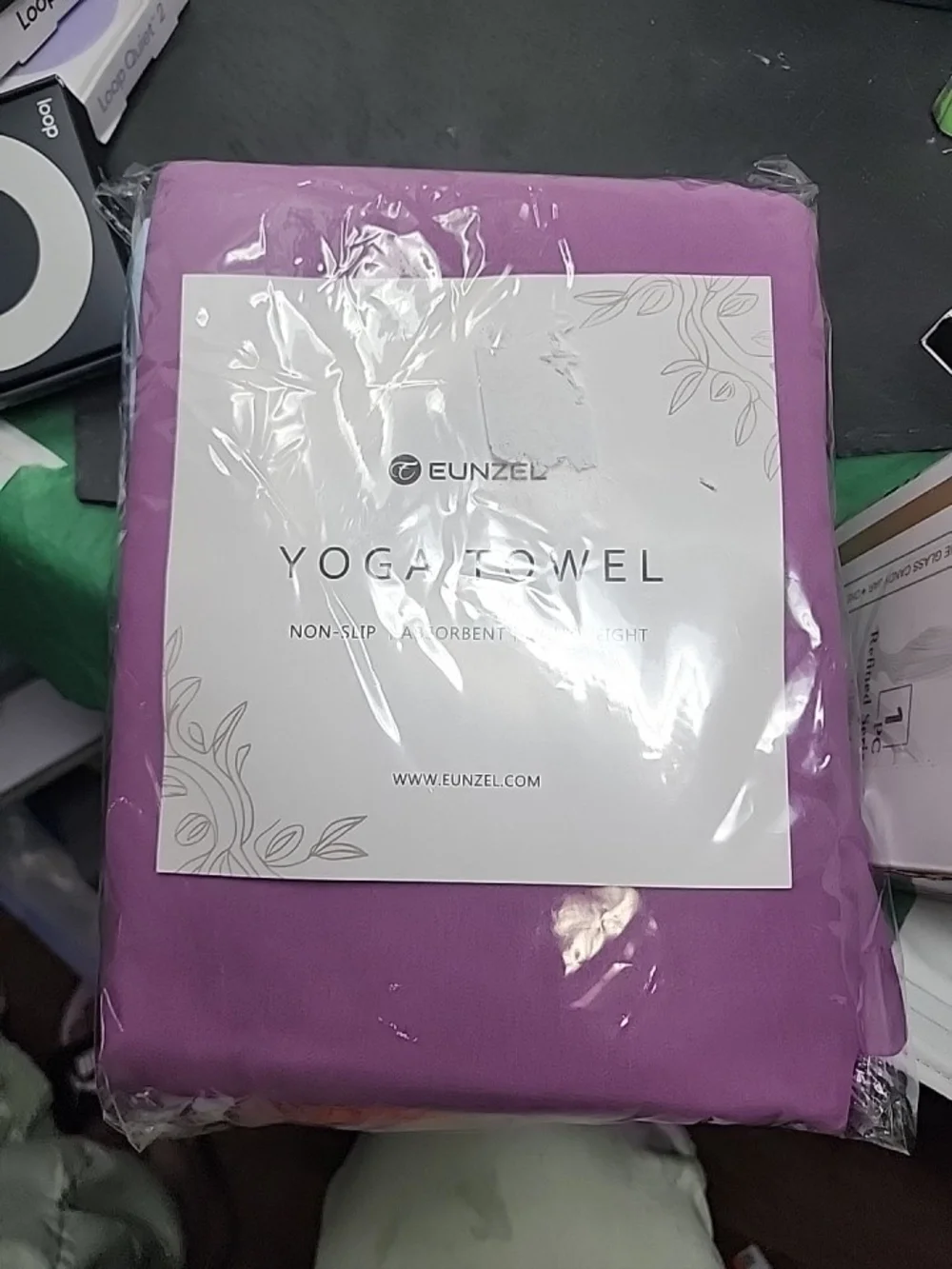 Purple Yoga Towel - Non-Slip Absorbent